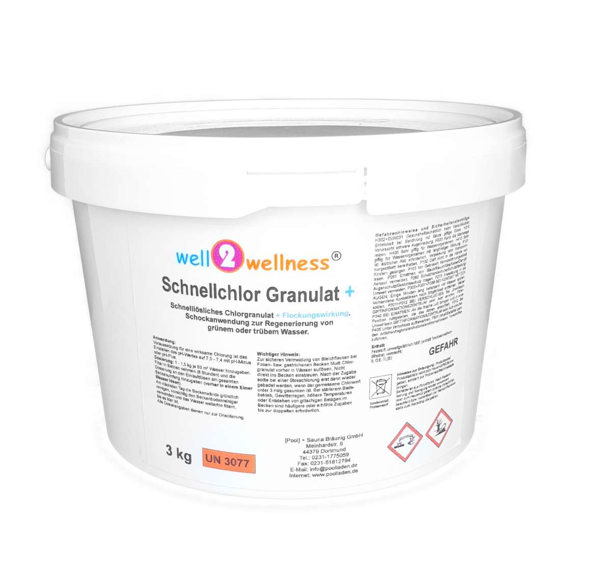 well2wellness® Schnellchlor Granulat+ - ideal für eine Sto