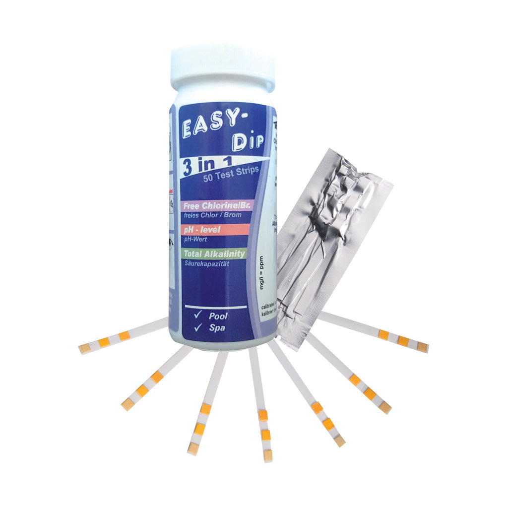 Easy-Dip Teststreifen 3in1 für Chlor, pH und Alkalinität - 50 Stück